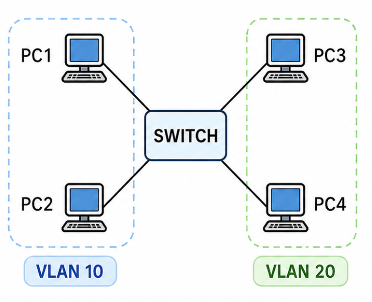 Scenario D: uno switch con due VLAN